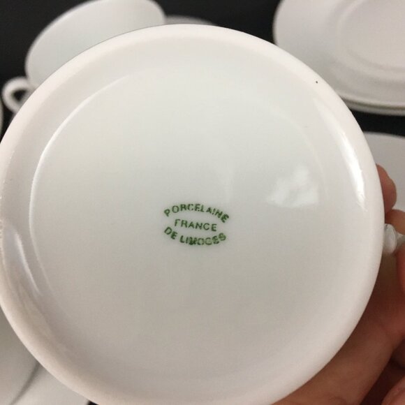 4 Limoges France Porcelain White Espresso Cups and Saucers - Picture 4 of 8